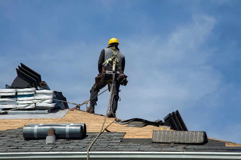 Construction worker on roof